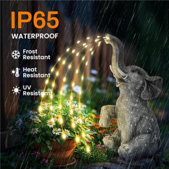 Elephant Statue Solar Garden Decor Twinkle Lights Figurine, Birthday Gifts - Picture 6 of 7